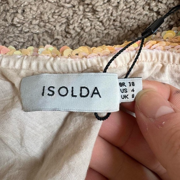 ISOLDA Brazil orange pink sequin strapless maxi dress - Picture 6 of 9